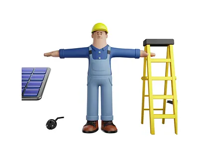 3D solar Power illustrations 3d cartoon 3d character 3d character illustration 3d characters builder character figma illustration illustrations power solar solar power ui