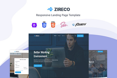 Zireco - Responsive Landing Page agency clean designer developer portfolio freelancer minimal minimalist modern shop shop cart