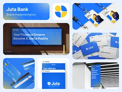 Juta Bank - Brand Implementation bank brand implementation bank branding bank card bank mockup billboard brand application brand implementation branding design business card financialfreedom graphic design horizontal billboard id card lanyard marketing mockup mockup design product design vertical flag visual