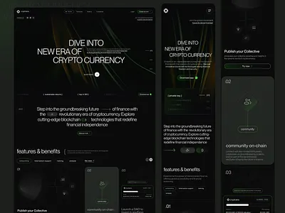 Crypto Landing Page banking crypto crypto landing page cryptocurrency cryptocurrency landing page dark defi design dex finance fintech hero ico landing page saas token ui web design web design inspiration web3