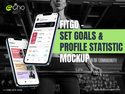 FitGo - Set Goals & Profile Statistic Mockup graphic design logo ui