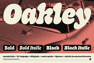 Oakley Typeface display font display serif font family mark van leeuwen oakley typeface rounded serif font serif typeface seventies sixties smooth soft vintage font