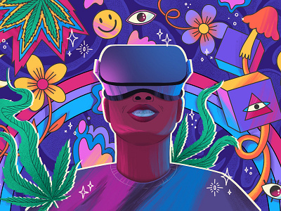 Trippy VR dark design doodles flowers graphic design groovy illustration mystical procreate psilocybin psychedelic psychedelic art surrealism trippy virtual reality vr