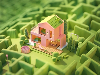 Maze 3d 3d art design home illustration low poly lowpoly ui