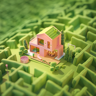 Maze 3d 3d art design home illustration low poly lowpoly ui