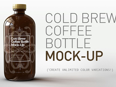 Cold Brew Coffee Bottle Mock-Up beer beverage bottle brewery cider coffee cold brew coffee bottle mock up craft juice kraft micro ounce squealer