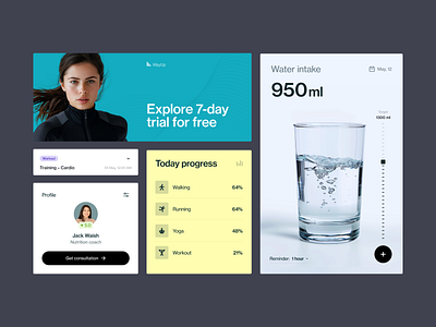 UI/UX. WayUP product app design health nutrition product run sport ui ux walk water web yoga