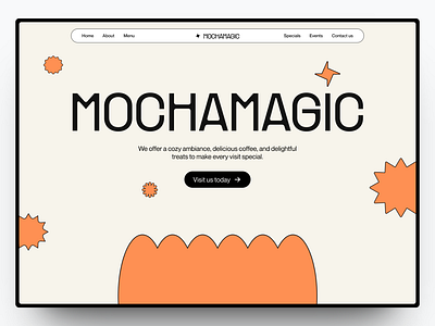 Mochamagic - Cafe Website branding cafe casual design flat graphic design illustrative landing page minimal ui web design