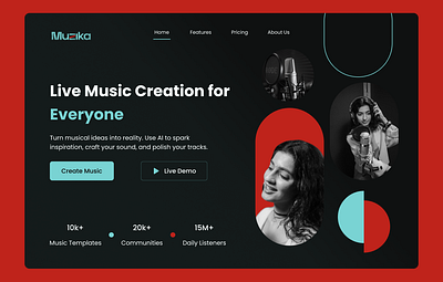 Music App Hero Section design hero section landing page ui uiux web web app web design