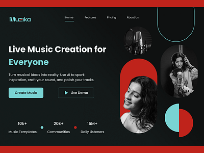 Music App Hero Section design hero section landing page ui uiux web web app web design