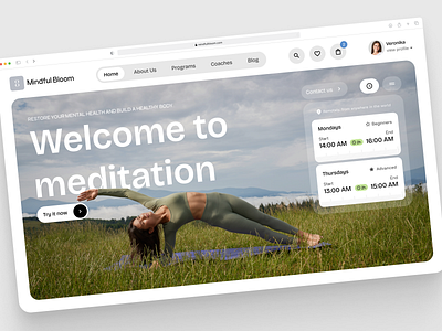 Meditation website concept courses design design site main page meditation modern website nature sport ui ux web design website