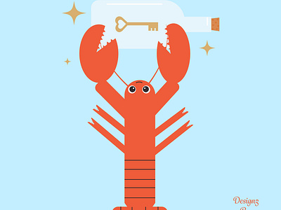Lobster flat geometric illustration lobster vector