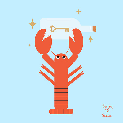 Lobster flat geometric illustration lobster vector