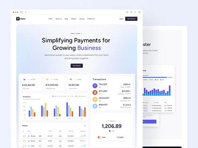 Zepto | Finance SaaS Website Design banking landing page banking website business website crypto ui finance landing page finance website fintech landing page fintech saas fintech ui fintech website landing page saas website ui ui design ui kit ui ux design ui8 web design web design ui kit website template