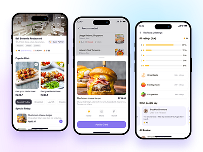 Groov - Restaurants And Item Details, Reviews & Rating Page app design clean customer delivery delivery app design details food food app food delivery app mobile app order restaurent restaurent app review saas tracking ui uiux web design