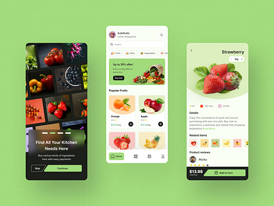 Grocery App Design app design e commerce freelancedesigner landingpage mobileapp mobileappdesign mockup ui uidesign uiuxdesign ux webdesigninspiration