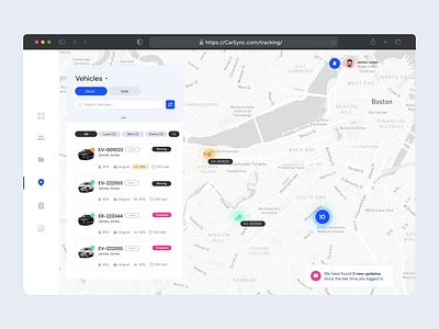 CarSync | Track Vehicles car device map tracking ui design