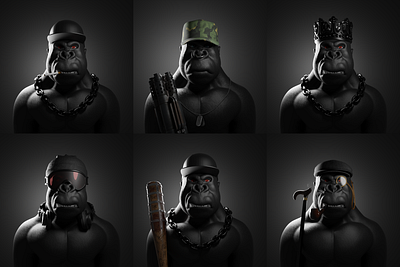 Gang of KONG - 3D NFT Collection | Blender 3d 3d art 3d kong 3d modeling 3d monkey 3d monkey nft 3d nft ape black kong black monkey nft blender creative kong monkey nft trending