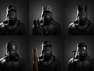 Gang of KONG - 3D NFT Collection | Blender 3d 3d art 3d kong 3d modeling 3d monkey 3d monkey nft 3d nft ape black kong black monkey nft blender creative kong monkey nft trending