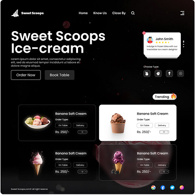 Sweet Scoops Ice-cream web branding graphic design ui