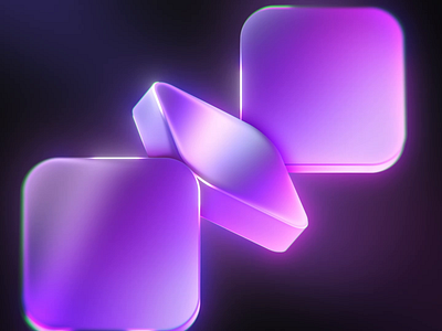 🟪 139 🟪 2d animation bevel branding dark extrude glow loop purple reflection shiny square