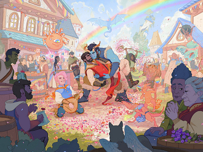 Pride 2d character dd digital fantasy folioart illustration lgbtq pride ricardo bessa scene