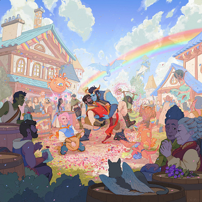 Pride 2d character dd digital fantasy folioart illustration lgbtq pride ricardo bessa scene