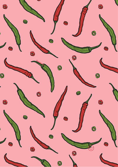 Spicy Pattern chilli digital digital art digital artist food food illustration illustration pattern pattern design procreate