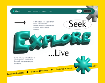 Explorative website design for creatives 3d design landing page ui design web design website design
