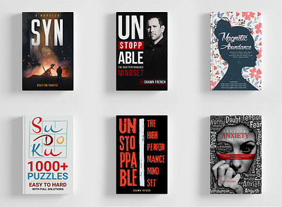 Book Cover Folio 28 anxiety anxiety book author best cover design best seller book cover book cover bundle book cover design book cover folio book template bundle design design graphic design illustration puzzle book sudoku syn typography unstopable war book