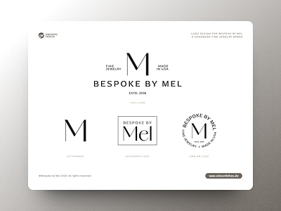 Bespoke By Mel - Final Logo Lock-Ups bespoke bespokebymel concept emblem fashion fine jewelry jewelry lettermark lock ups lockups logomark luxury m m logo mel minimal minimalist retro logo shotso stamp