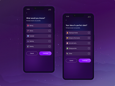 Dark Mode Mobile App blue dark ui darkmode glowy button gradients mobile design mobileapp product design purple