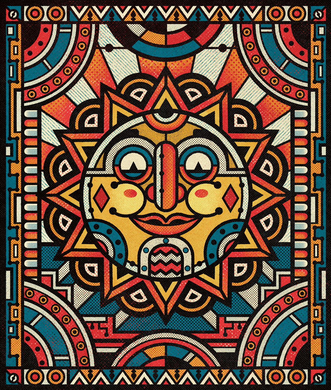 The Sun abstract design folk folk art illustration modern modernism ornamental sun texture vintage