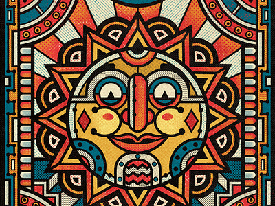 The Sun abstract design folk folk art illustration modern modernism ornamental sun texture vintage