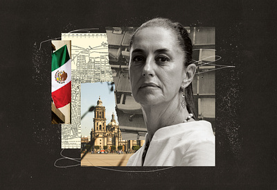 Mexico elects Sheinbaum as the first female president in history cdmx claudia sheinbaum collage collage editorial design digital collage digital illustration editorial editorial illustration elections graphic design illustration mexico politics texture