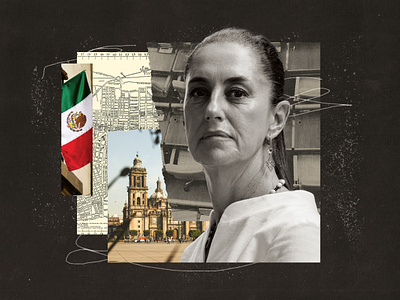 Mexico elects Sheinbaum as the first female president in history cdmx claudia sheinbaum collage collage editorial design digital collage digital illustration editorial editorial illustration elections graphic design illustration mexico politics texture