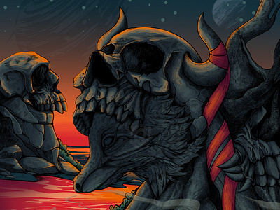 THE DEAD ISLAND apocalypse art character darkart design digitalillustration drawing illustration poster skull