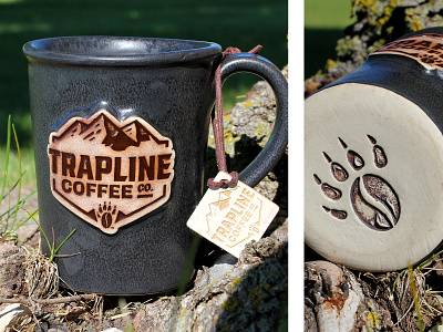 Trapline Coffee Co. Branded Mug bear paw coffee coffee branding coffee mug coffee packaging mountain logo
