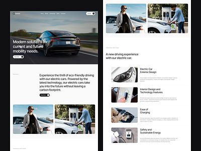 Electric Cars Website automotive cars company electric cars future industry landing page minimalist model modern product design simple tech techno technology typography ui vehicle visual web