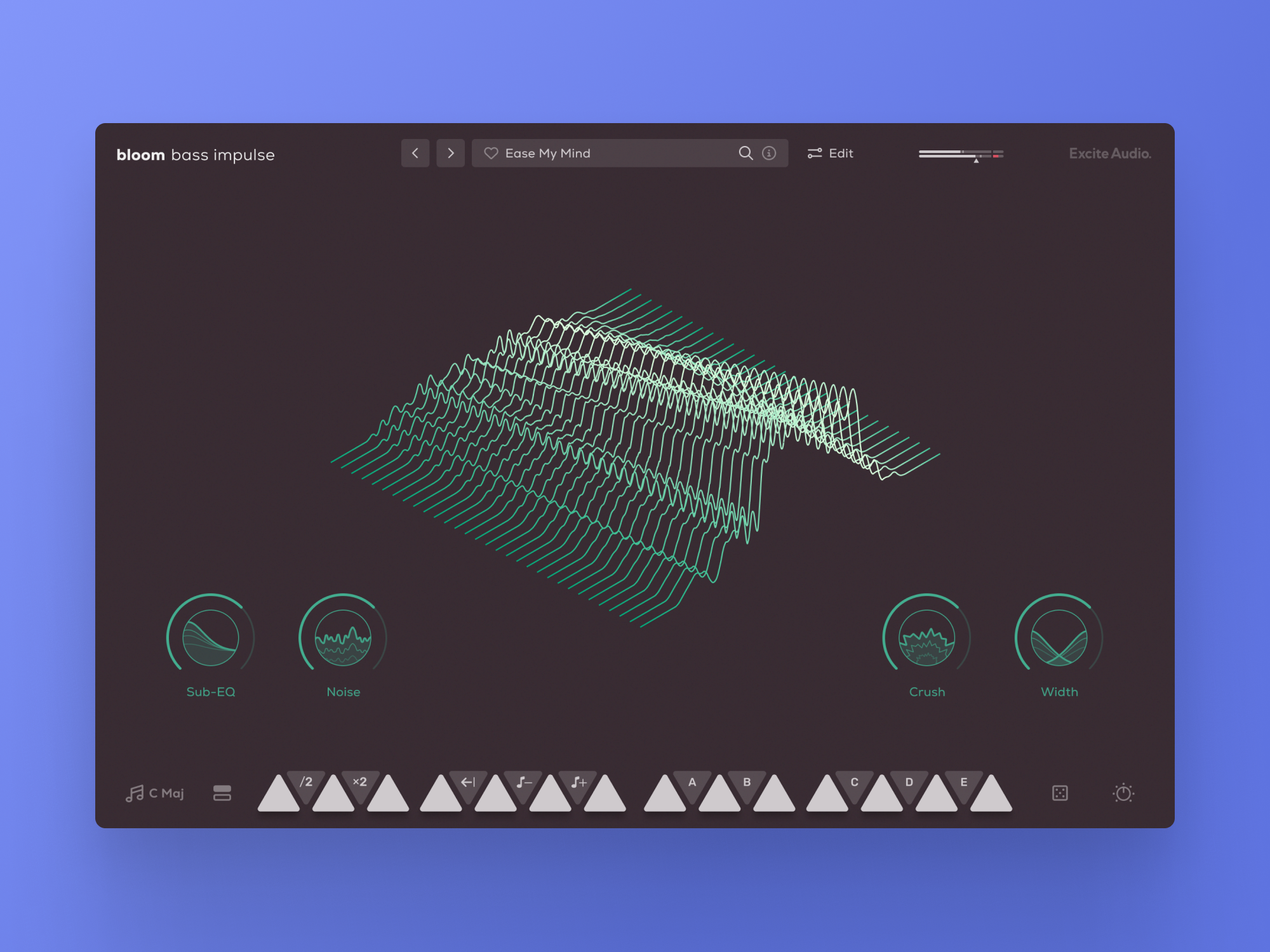 Bloom Bass Impulse (Excite Audio, 2024) VST Design Plugin Gui bass design exciteaudio gui guidesign illustration instrument interfacedesign musicproduction musicsoftware plugin ui uidesign uiux ux vst vstplugins