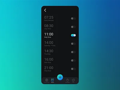 An alarm clock app interface alarm alarm clock design alarm design an alarm clock app interface clock clock design daily ui daily ui challenge daily ui challenges dark mode design gradient ui ui challenge ui design