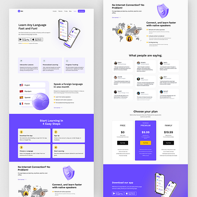 Language Learning App Landing Page dribblers landing page design language learning landing page language learning website language web design learning learning landing page learning website ui uidesign user experience web design