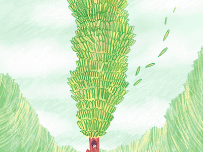 A Little Windy Day art artwork cloud color design illust illustration ipad leaf mood pattern pencil photoshop plant sky texture tree wind windyday