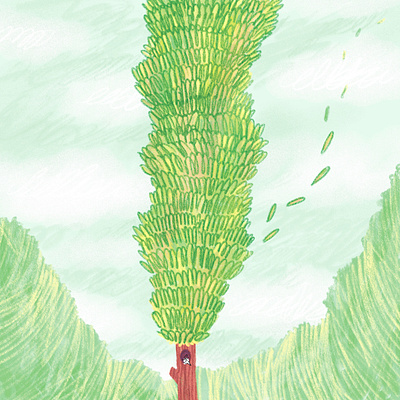 A Little Windy Day art artwork cloud color design illust illustration ipad leaf mood pattern pencil photoshop plant sky texture tree wind windyday