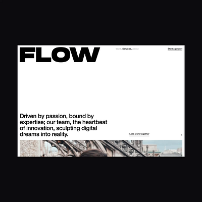 Flow services page clean design editorial landing page sales services typography ui ux web