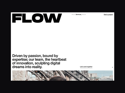 Flow services page clean design editorial landing page sales services typography ui ux web