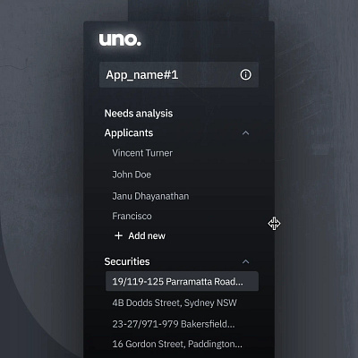 UNO redesign - Home mortgage broker platform | Sidebar adaptive analytics bar dashboard home loan menu side sidebar