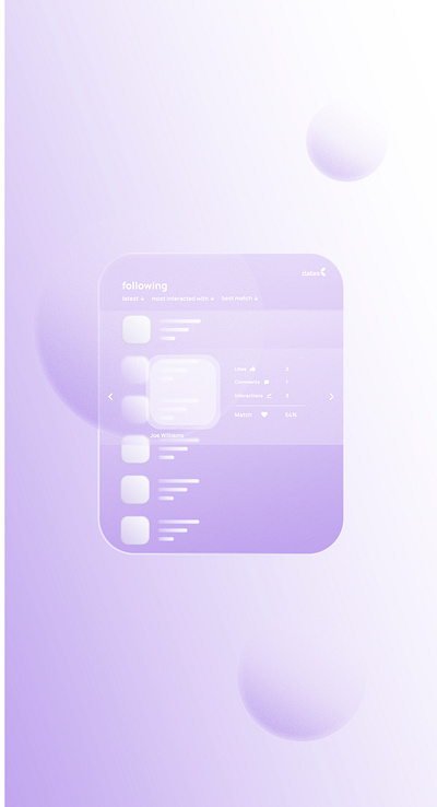 Dates app design branding glass morphism ui ux