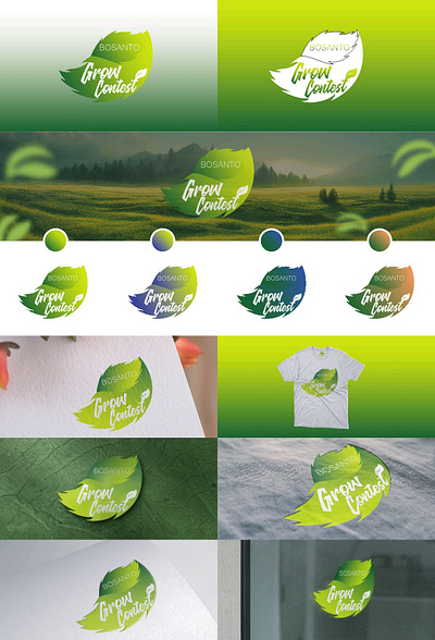 Bosanto grow contest branding contest graphic design green grow illustration leaf logo photoshop plants