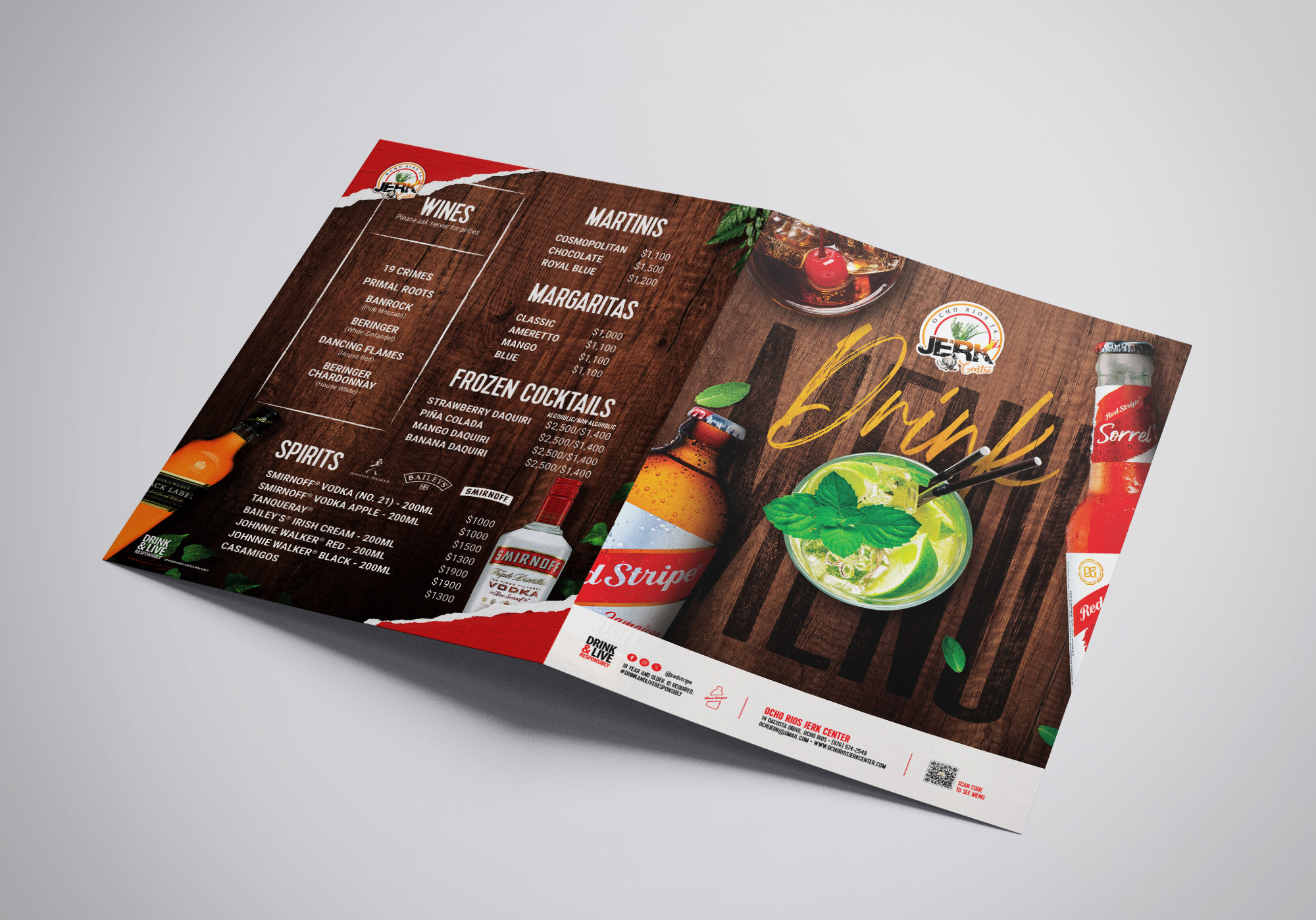 Example of Ocho Rios Jerk Centre Menu Re-Design